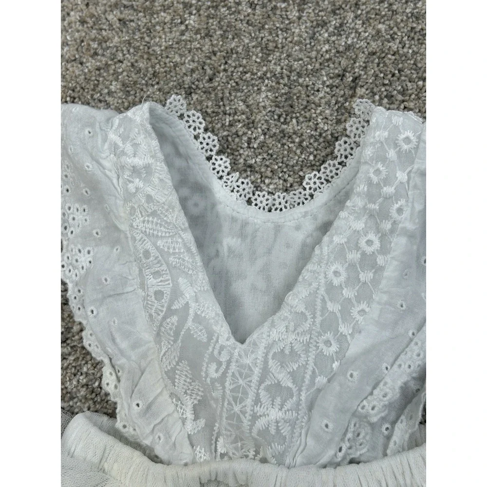 Romper Skirt Tul Size 0-3‎ Months White Button Sleeveless #0117